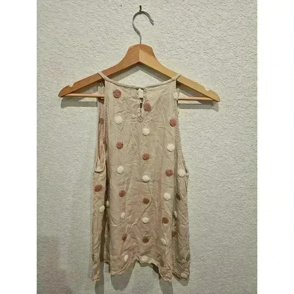 Be mine linen halter. Viscose material Tan with polkadot. Size Small. - Picture 2 of 3